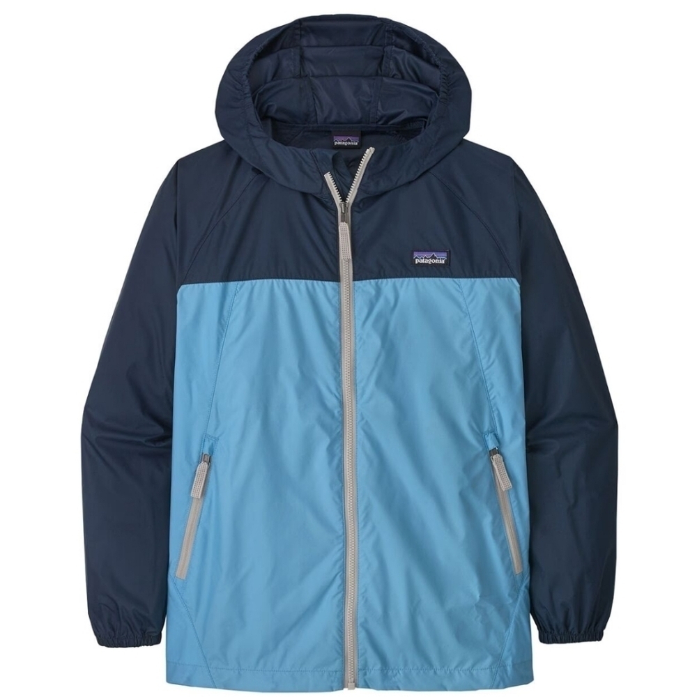 Patagonia Light Hooded Windbreaker Jacket Boy's Size XXL (16-18) Two-Tone Blue